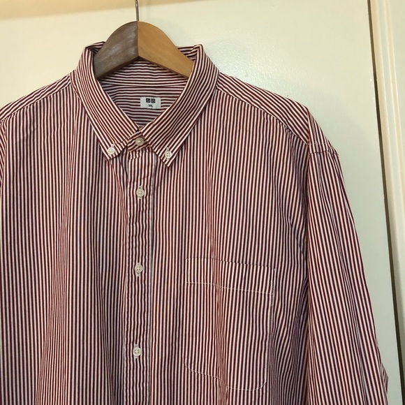 UNIQLO men’s oxford button down red striped shirt - Picture 1 of 5